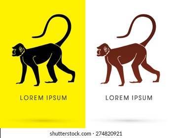 Silhouette Monkey, sign ,logo, symbol, icon, graphic, vector.