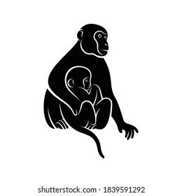 Silhouette monkey vector illustration, creative and modern design.