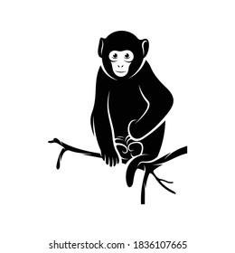 Silhouette monkey vector illustration design simple