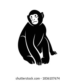 Diseño sencillo de ilustración de vector de mono de silueta
