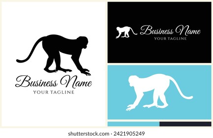 silhouette monkey vector logo template