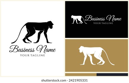 silhouette monkey vector logo template