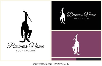 silhouette monkey vector logo template