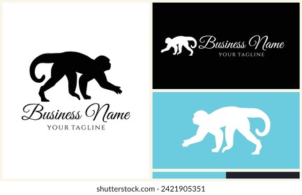 silhouette monkey vector logo template