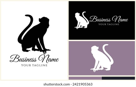silhouette monkey vector logo template