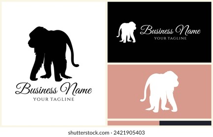 silhouette monkey vector logo template