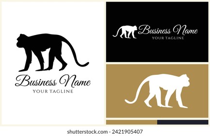 silhouette monkey vector logo template