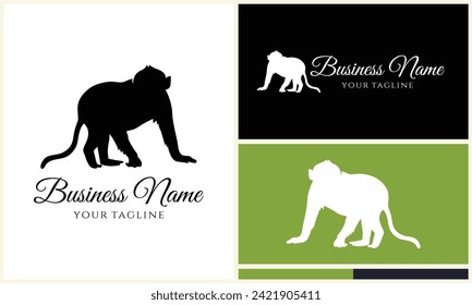 silhouette monkey vector logo template