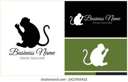 silhouette monkey vector logo template
