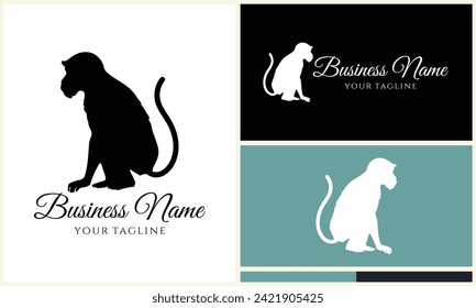 silhouette monkey vector logo template