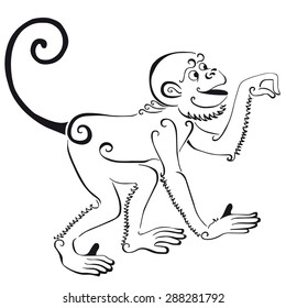 silhouette of the monkey.black silhouette on a white background.