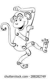 silhouette of the monkey.black silhouette on a white background.