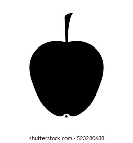 silhouette monochrome of apple with stem