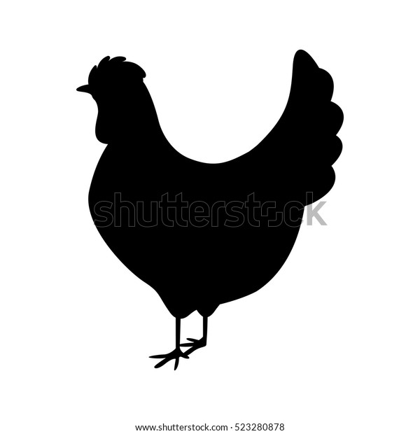 鶏のシルエットモノクロカラー のベクター画像素材 ロイヤリティフリー