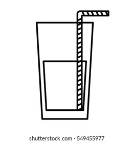 silhouette monochrome with drink with straw