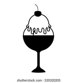 silhouette monochrome with ice cream cup