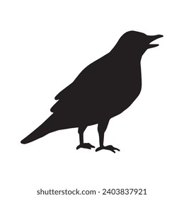 silhouette monochrome illustration of crow lying down　