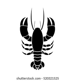 silhouette monochrome with lobster above