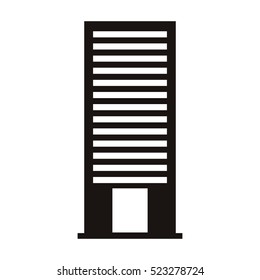 silhouette monochrome with office building