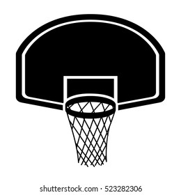 silhouette monochrome with rounded basketball hoop