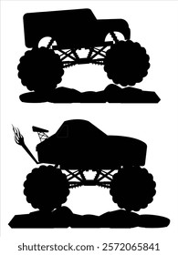 Silhouette of a Monster car in Action