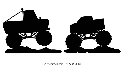 Silhouette of a Monster car in Action