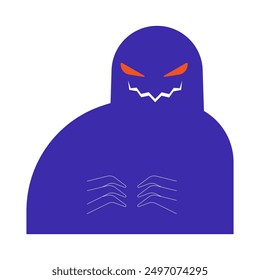 Silhouette monster evil smiling 2D cartoon character. Spooky shadow with sharp teeth isolated flat vector personage white background. Creepy paranormal creature smirking color spot illustration