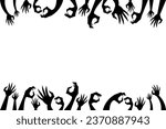  silhouette monster hands decoration frame border, halloween decor vector