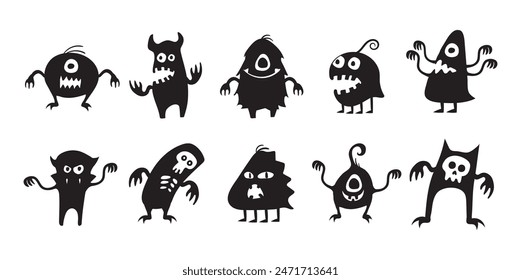 Silhouette Monster Illustration Vector Set