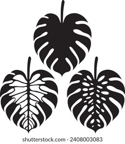 Silhouette monstera leaf vector illustration on a white background