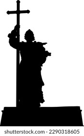 Silhouette monument to Prince Vladimir in Moscow on a white background.