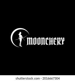 Silhouette moon archer logo design