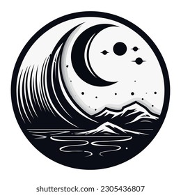 Silhouette of moons icon isolated