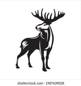 Silhouette moose head design illustration vector eps format , suitable for your design needs, logo, illustration, animation, etc.