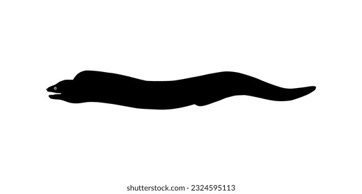 Silhouette of the Moray eels or Muraenidae, for Art Illustration, Logo Type, Pictogram or Graphic Design Element. Vector Illustration