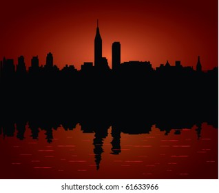 Silhouette of Morning city