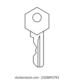 Silhouette of a mortise lock key on a white background. Vector image.