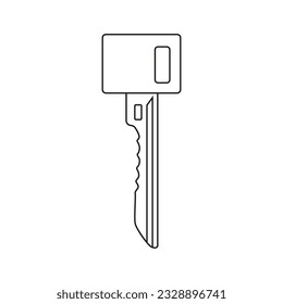 Silhouette of a mortise lock key on a white background. Vector image.
