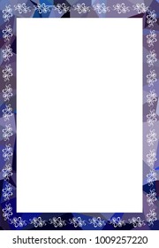 Silhouette mosaic frame with abstract flowers. Vector clip art.