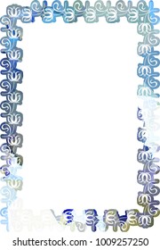 Silhouette mosaic frame with abstract flowers. Vector clip art.