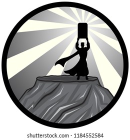 Silhouette Moses and Ten Commandments
