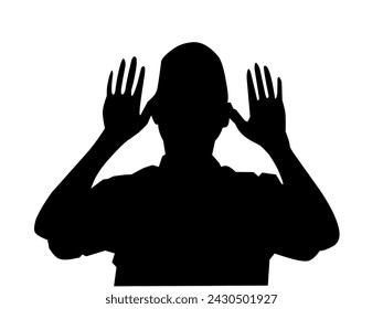 Silhouette of Moslem Pray, standing position. Vector Illustration isolated