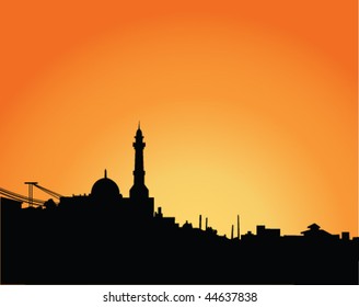 silhouette of mosque