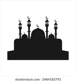 Silhouette of Mosque Against Evening Skyline