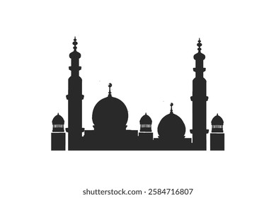 silhouette of the mosque building without background