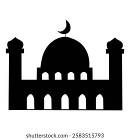 Silhouette of a Mosque with Crescent
