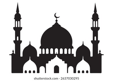 Silhouette of mosque and crescent moon islamic concept
