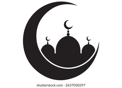 Silhouette of mosque and crescent moon islamic concept
