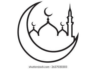 Silhouette of mosque and crescent moon islamic concept
