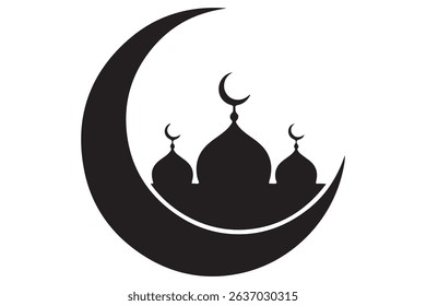 Silhouette of mosque and crescent moon islamic concept
